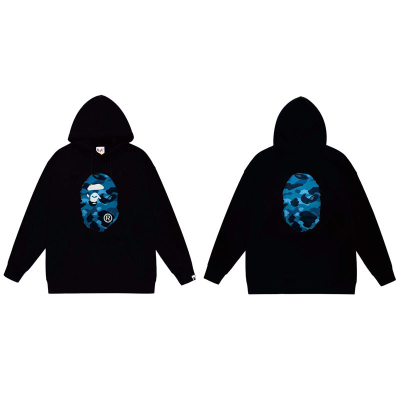 (+3)BAPE Color Camo Big Ape Head Hoodie Navy/+3