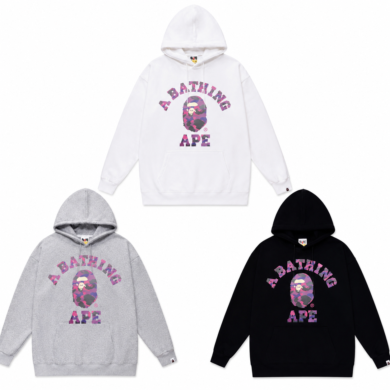 (+3)Bape College Hoodie Purple/+3