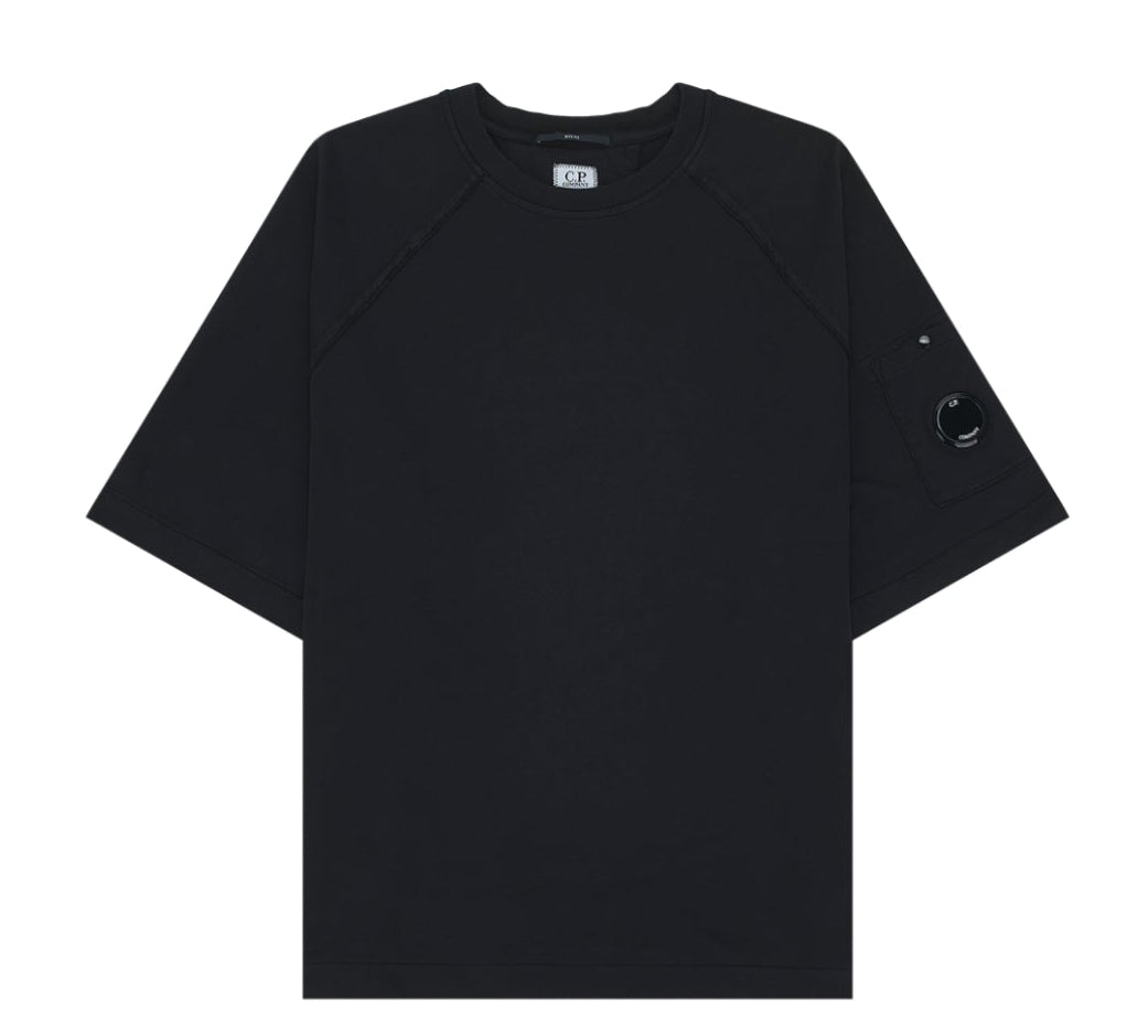 C.P. Company Light Fleece Short Sleeve Sweatshirt Gauze Black - 26SS