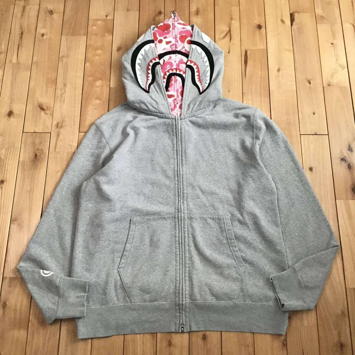 BAPE ABC Camo Shark Wide Fit Full Zip Double Hoodie Gray