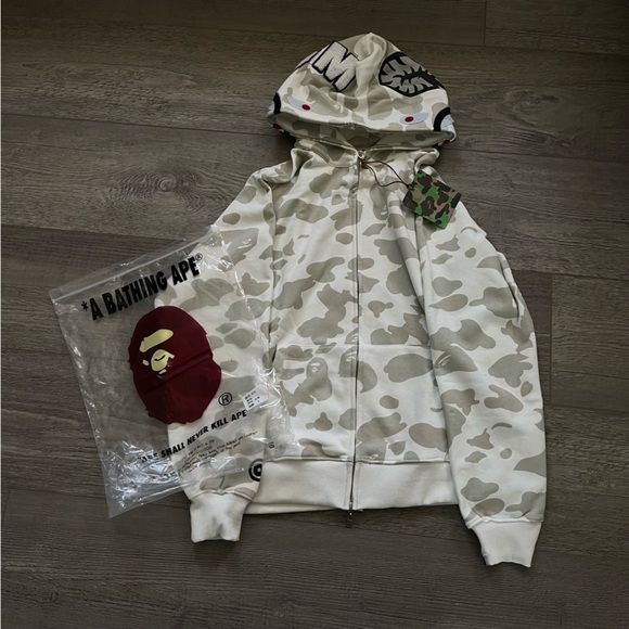 BAPE Shark Full Zip Hoodie White