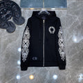 Chrome Hearts Horseshoe Floral Heavyweight Zip-Up Hoodie Black