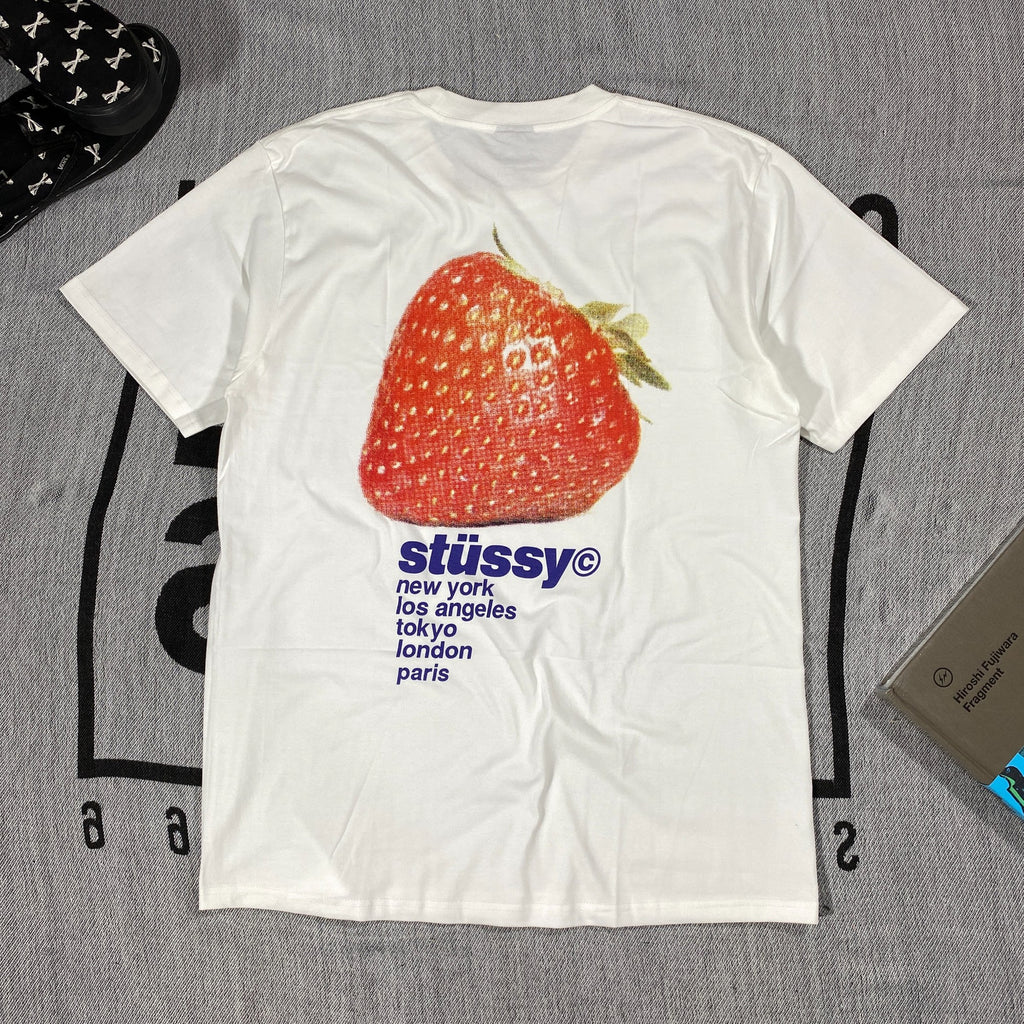 (+2)Stussy Strawberry T-Shirt [Black][white/navy]
