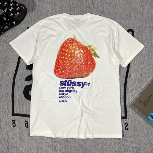 (+2)Stussy Strawberry T-Shirt [Black][white/navy]