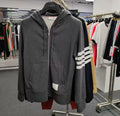 Thom Browne Engineered 4-Bar Zip Hoodie Dark Grey