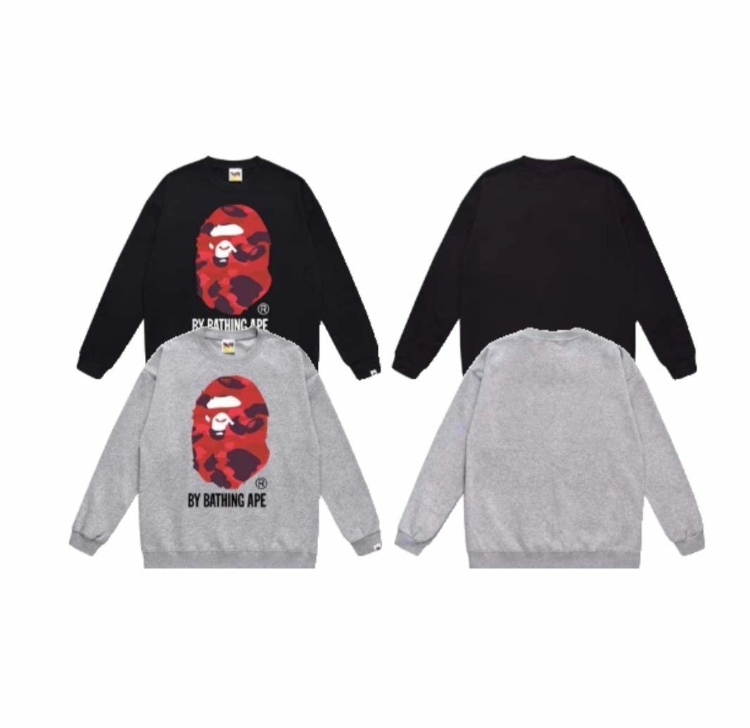 (+2)A Bathing Ape Color Camo Big Ape Head Sleeve Red/+2