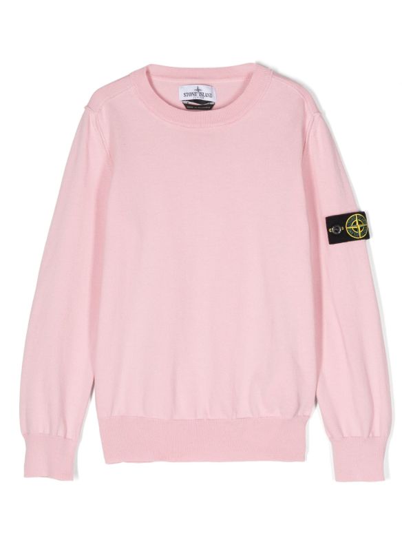 Stone Island Cotton Fleece Regular Fit Crewneck Sweatshirt Pink