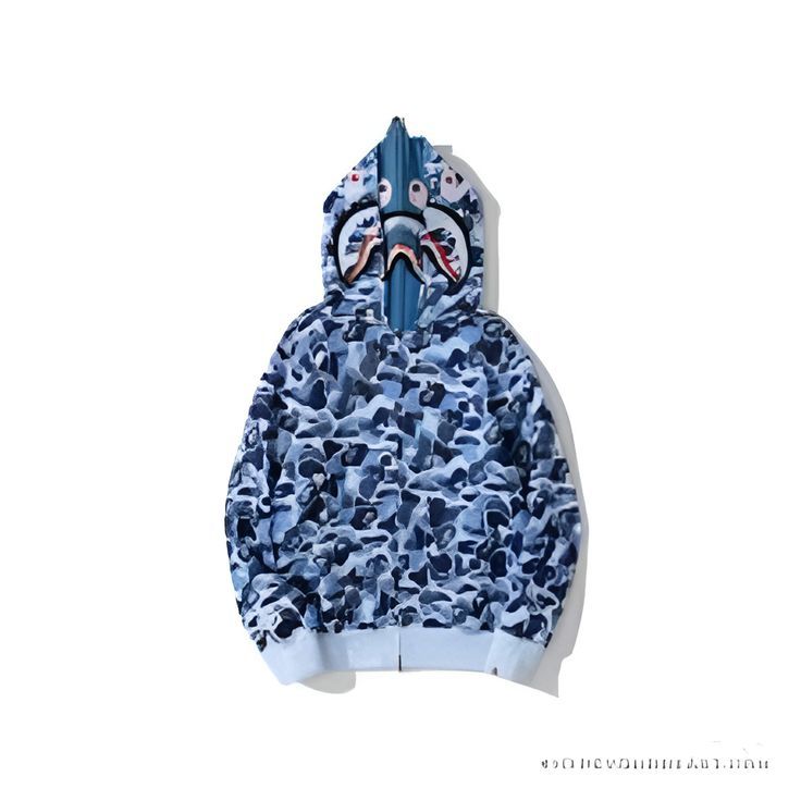 Bape Color Camo Double Shark Full Zip Hoodie Sky blue
