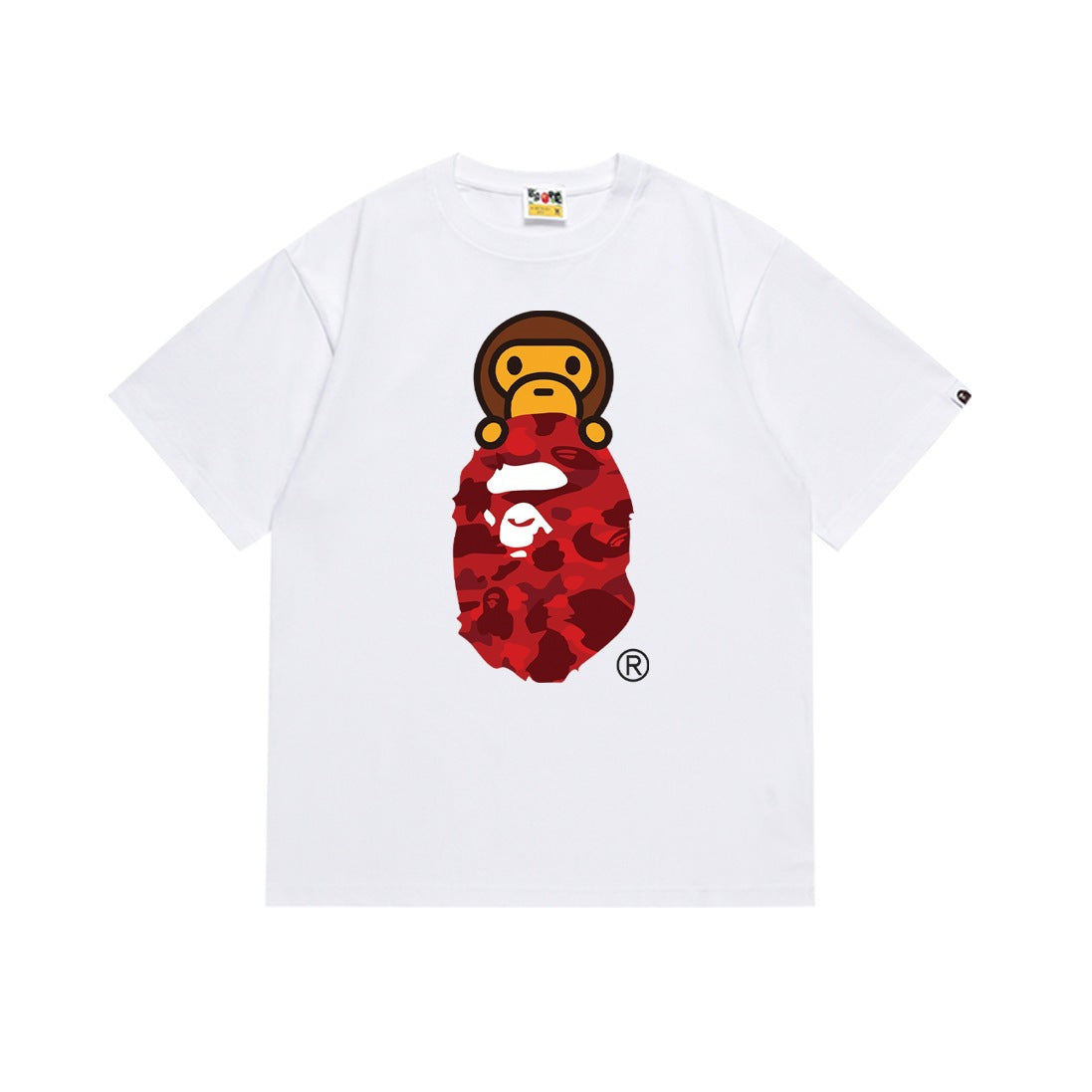 A Bathing Ape Color Camo Milo On Ape Head Tee White Red