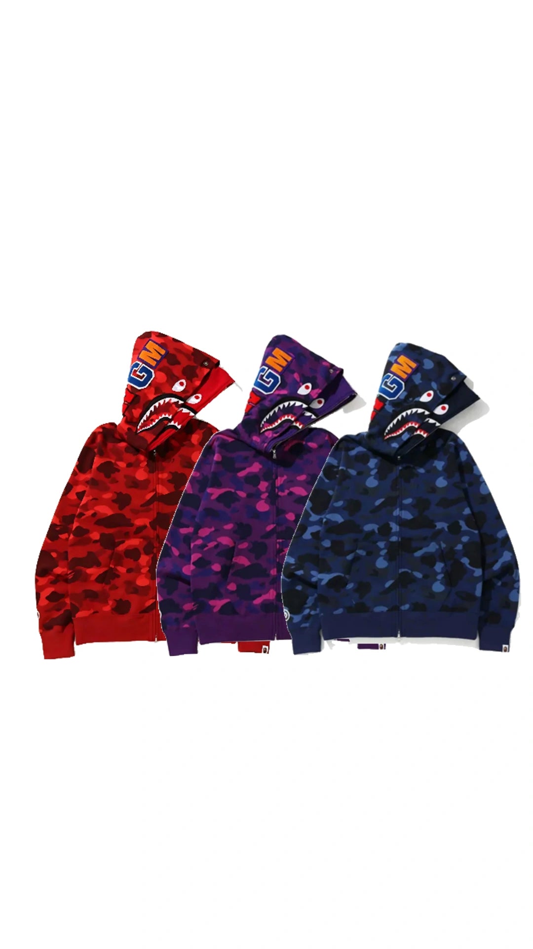 (+3)Bape Color Camo Double Shark Full Zip Hoodie