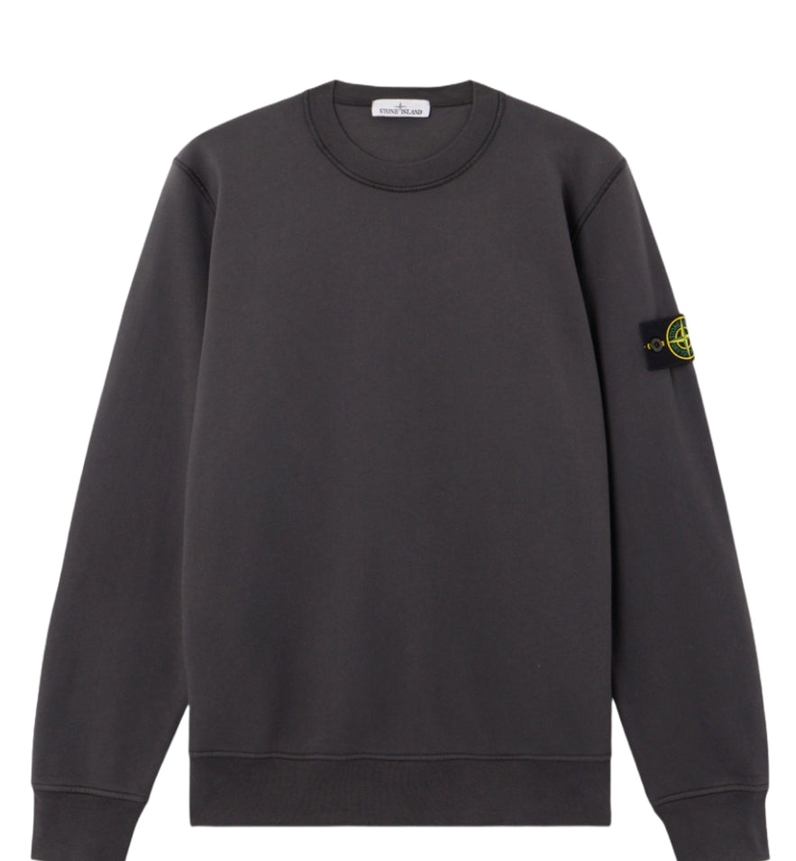 Stone Island Cotton Fleece Regular Fit Crewneck Sweatshirt Dark Gray