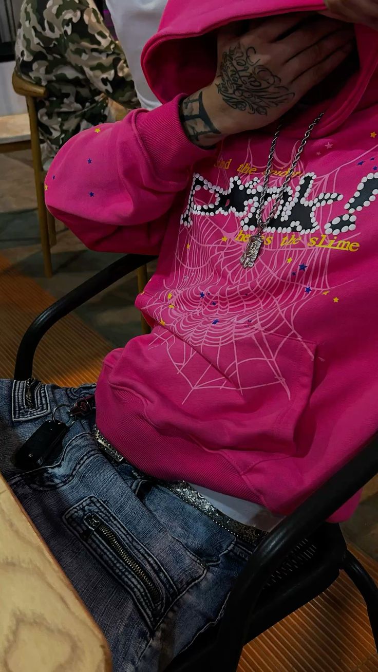 Sp5der P*NK V2 Hoodie Pink