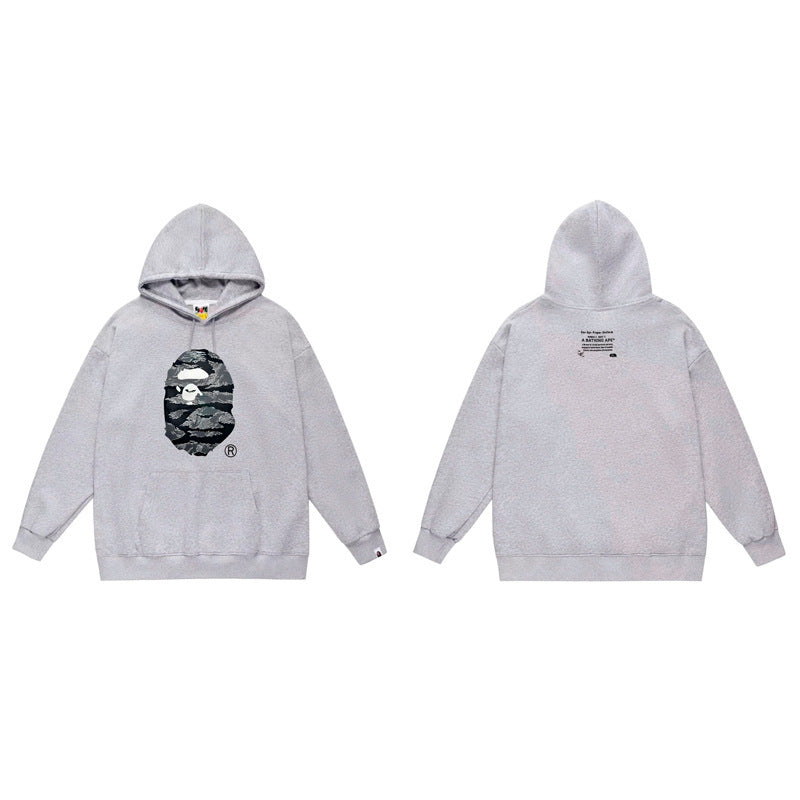 BAPE Tiger Camo Ape Head Hoodie Gray