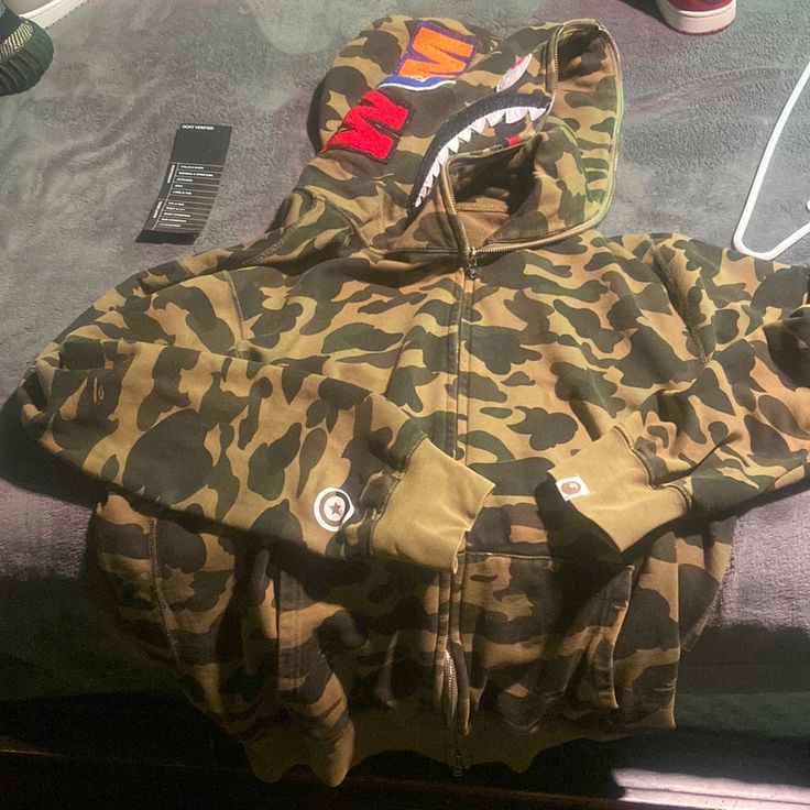 [역시 최고는 정베] BAPE Color Camo Shark Full Zip Hoodie 황계