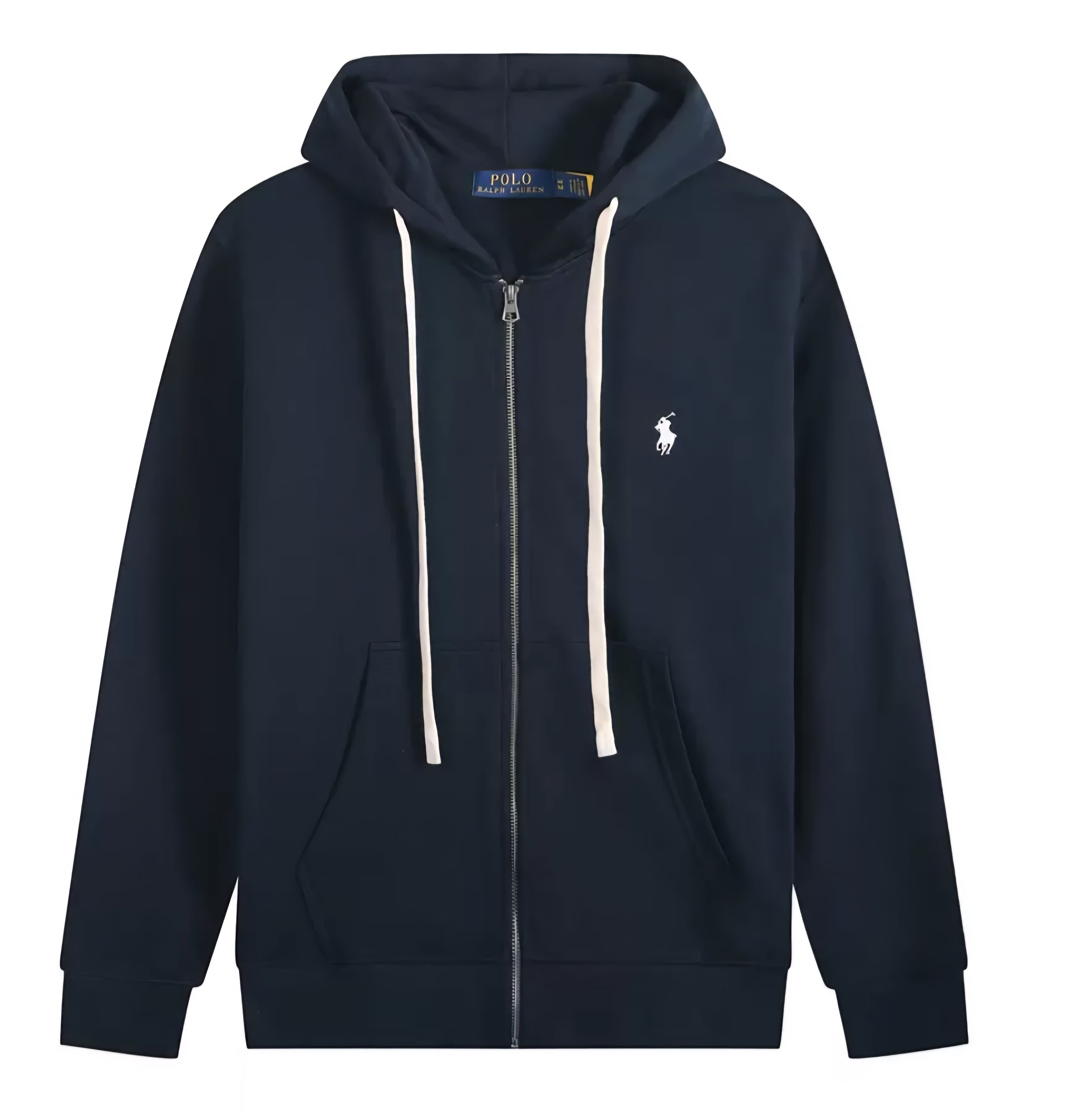 Polo Ralph Lauren Heather Navy Fleece Full Zip-Up Hoodie White logo