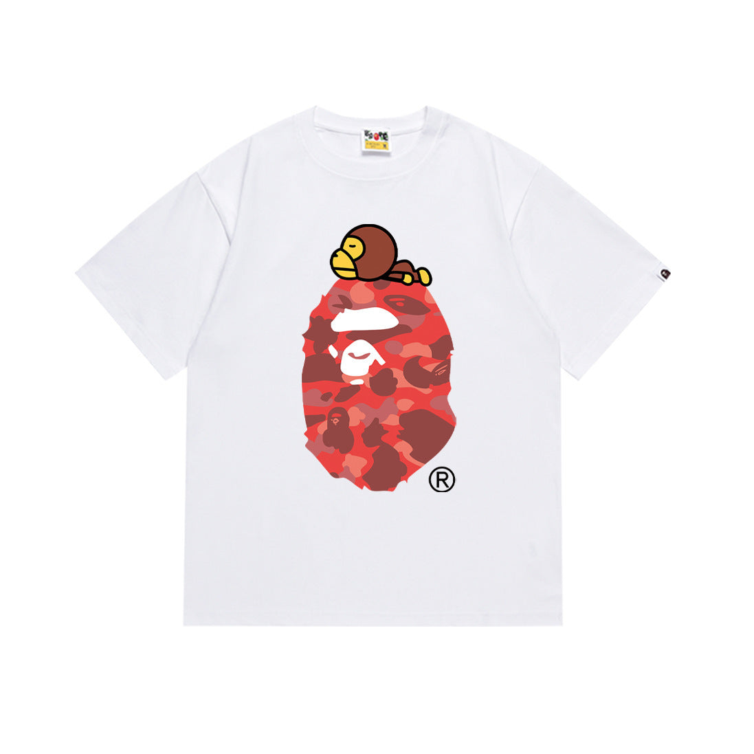 BAPE ABC Camo Milo On Big Ape Head White Red