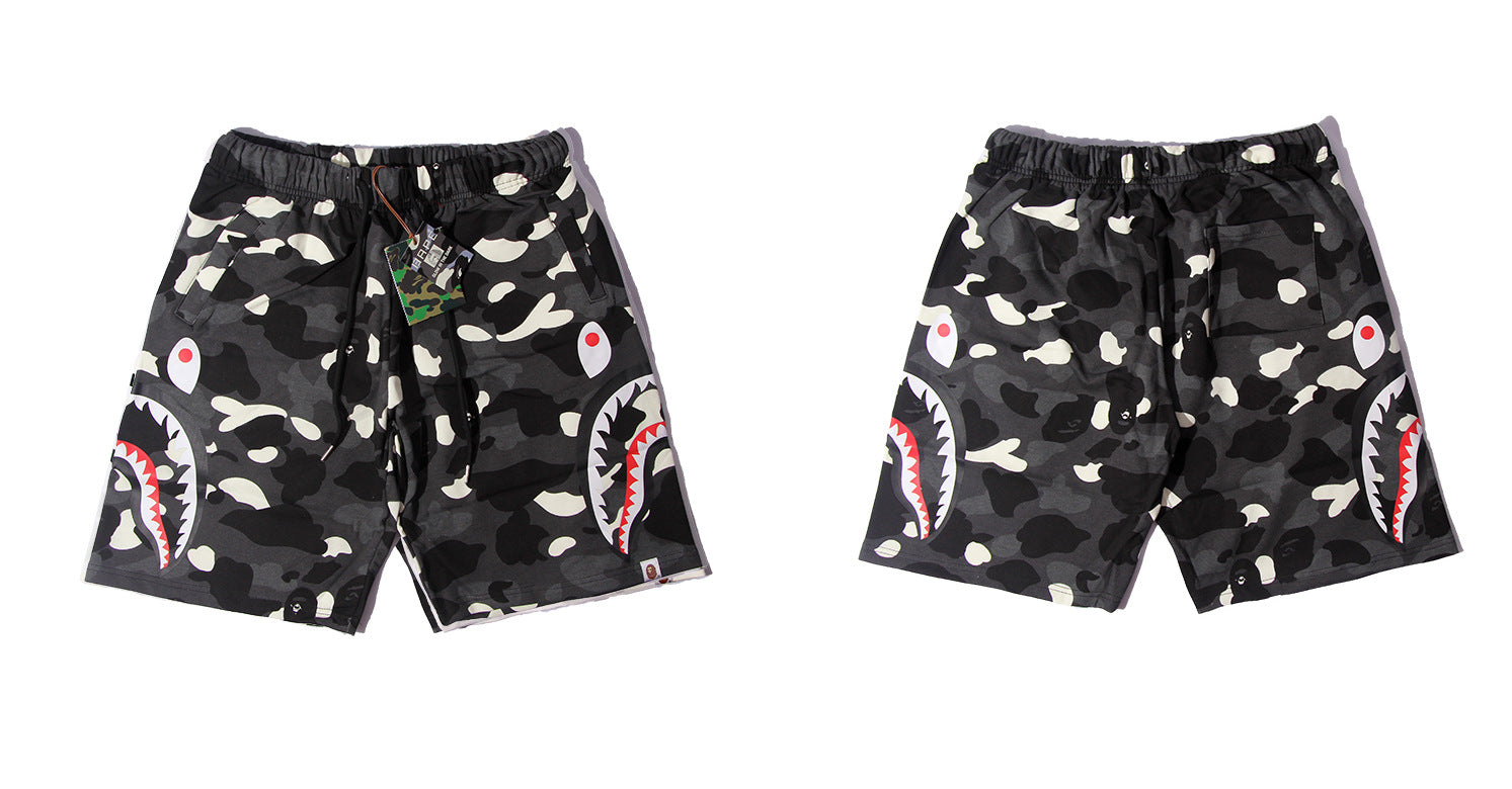 BAPE city camo shark sweat shorts Black