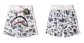 BAPE Space camo shark sweat shorts White