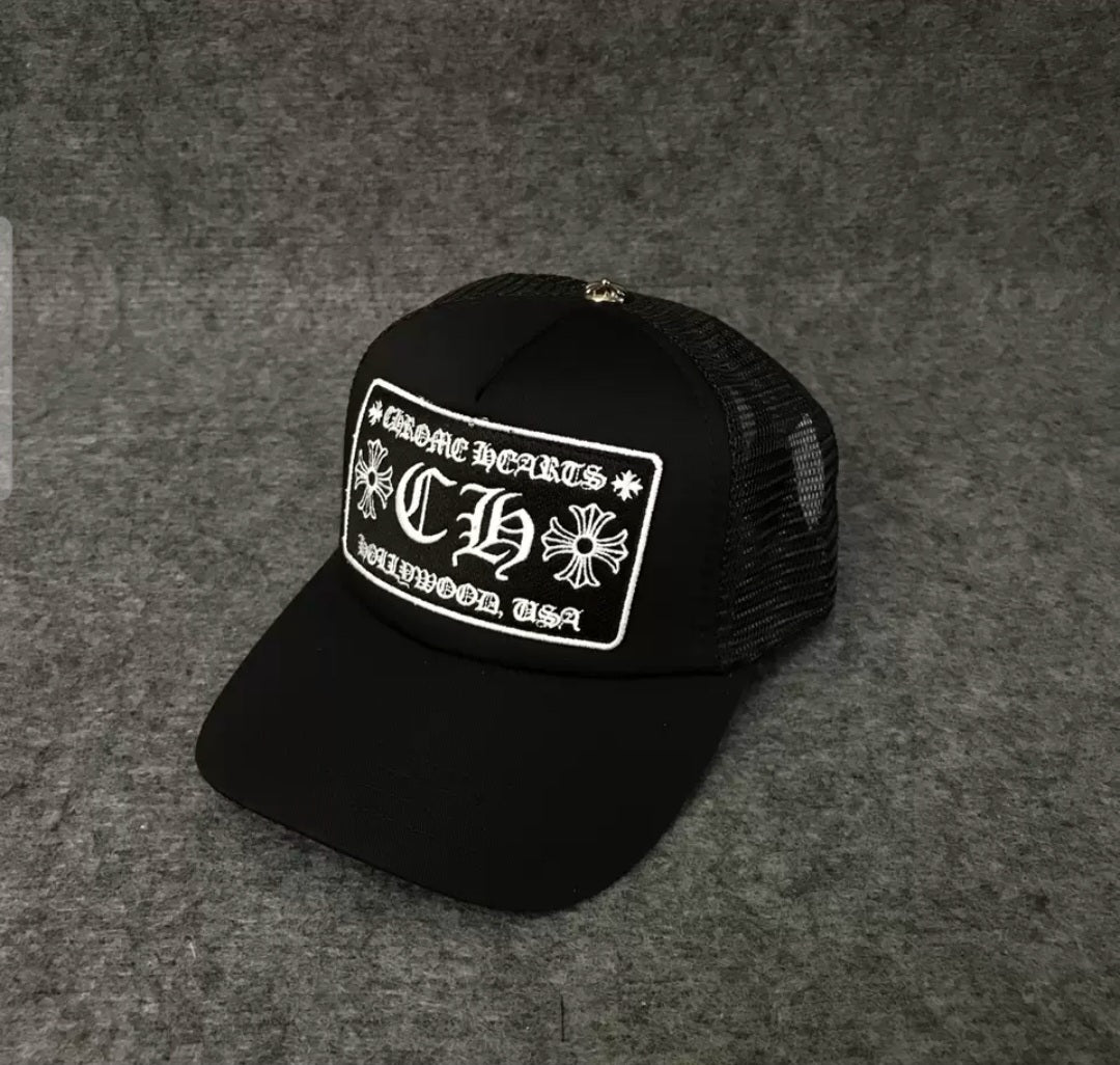 Chrome Hearts CH Hollywood Trucker Hat Black
