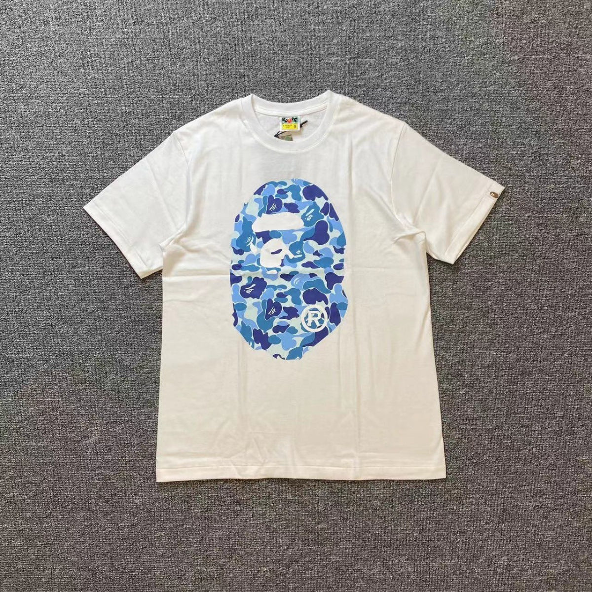 Bape ABC CAMO Big Ape Head T- Shirt White/Blue