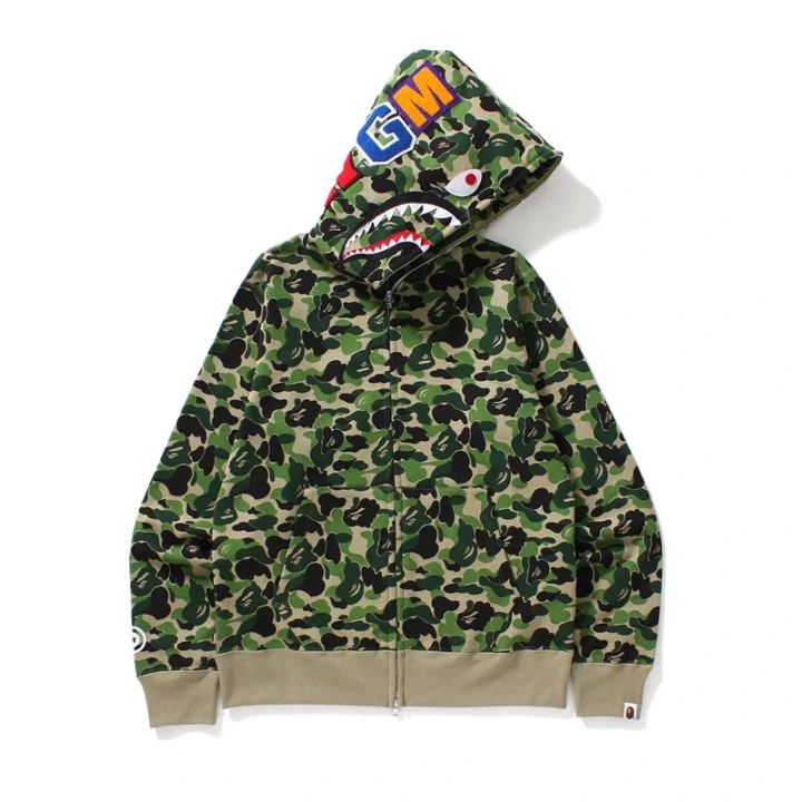 [근본]BAPE Green ABC Camo Shark Hoodie