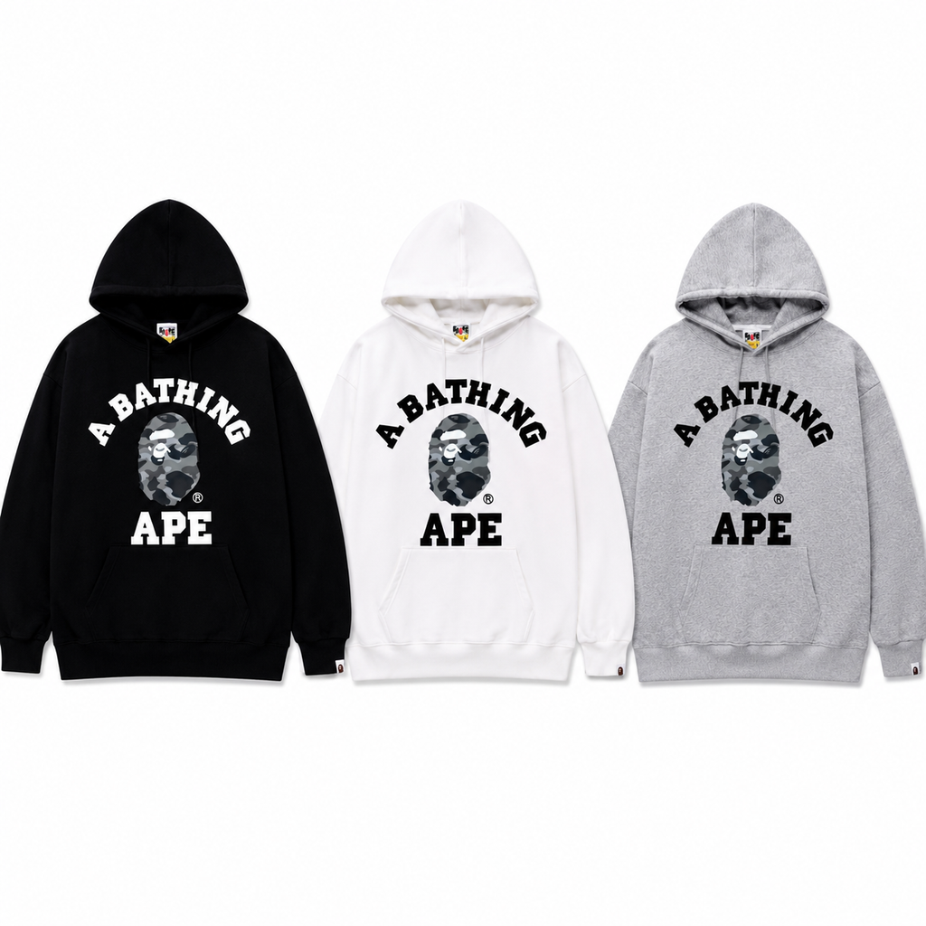(+3)Bape College Hoodie Gray/+3