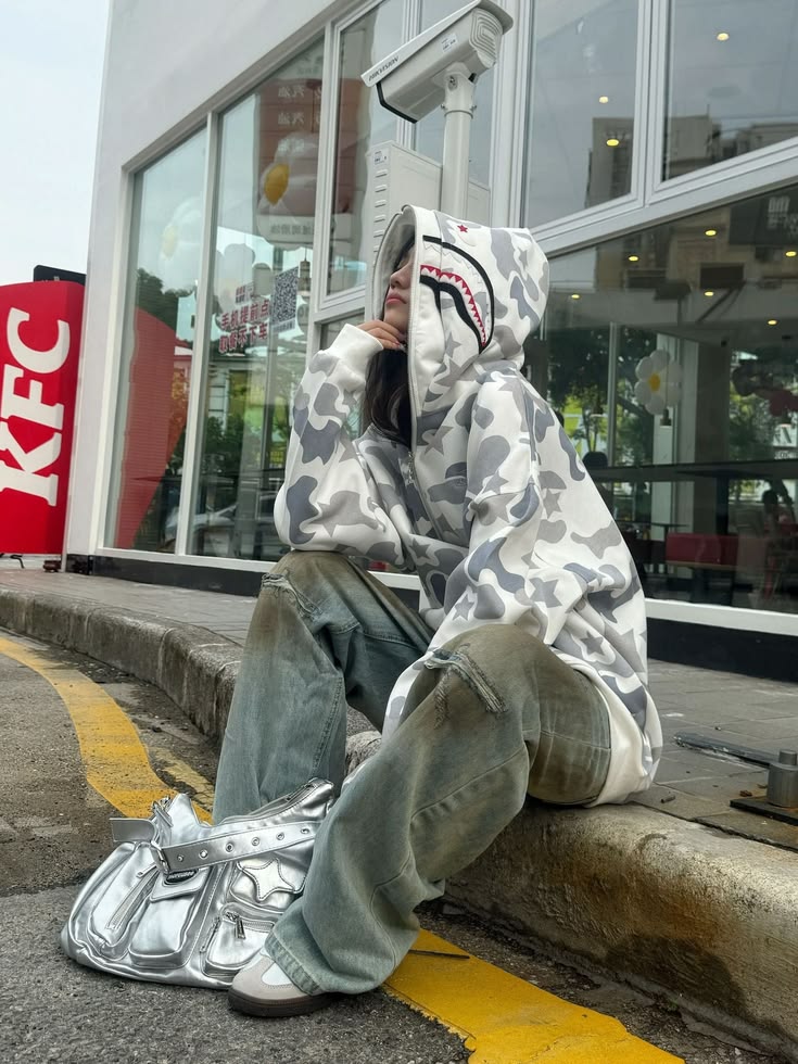 BAPE Shark Full Zip Hoodie White