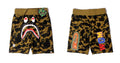BAPE Camo shark sweatshorts Ocher-colored