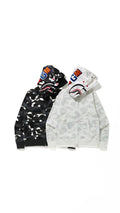(+2)BAPE City Camo Double Shark Full Zip Hoodie Black & Color camo White